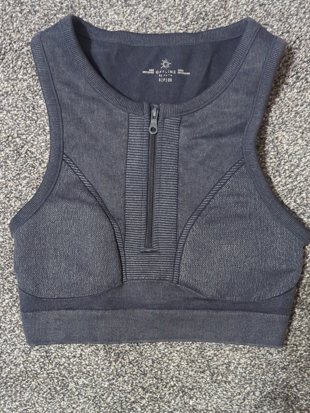 Zip-Front Sports Bra – Charcoal